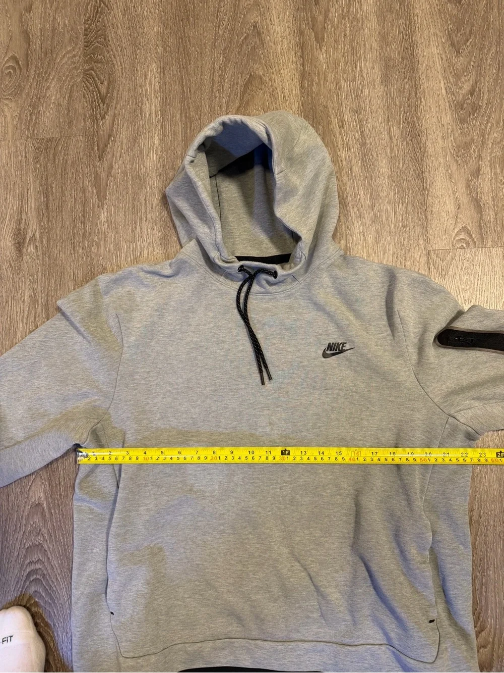 Nike Tech Fleece Hoodie Grey Pullover Sleeve Zip Pocket  XL In GUC